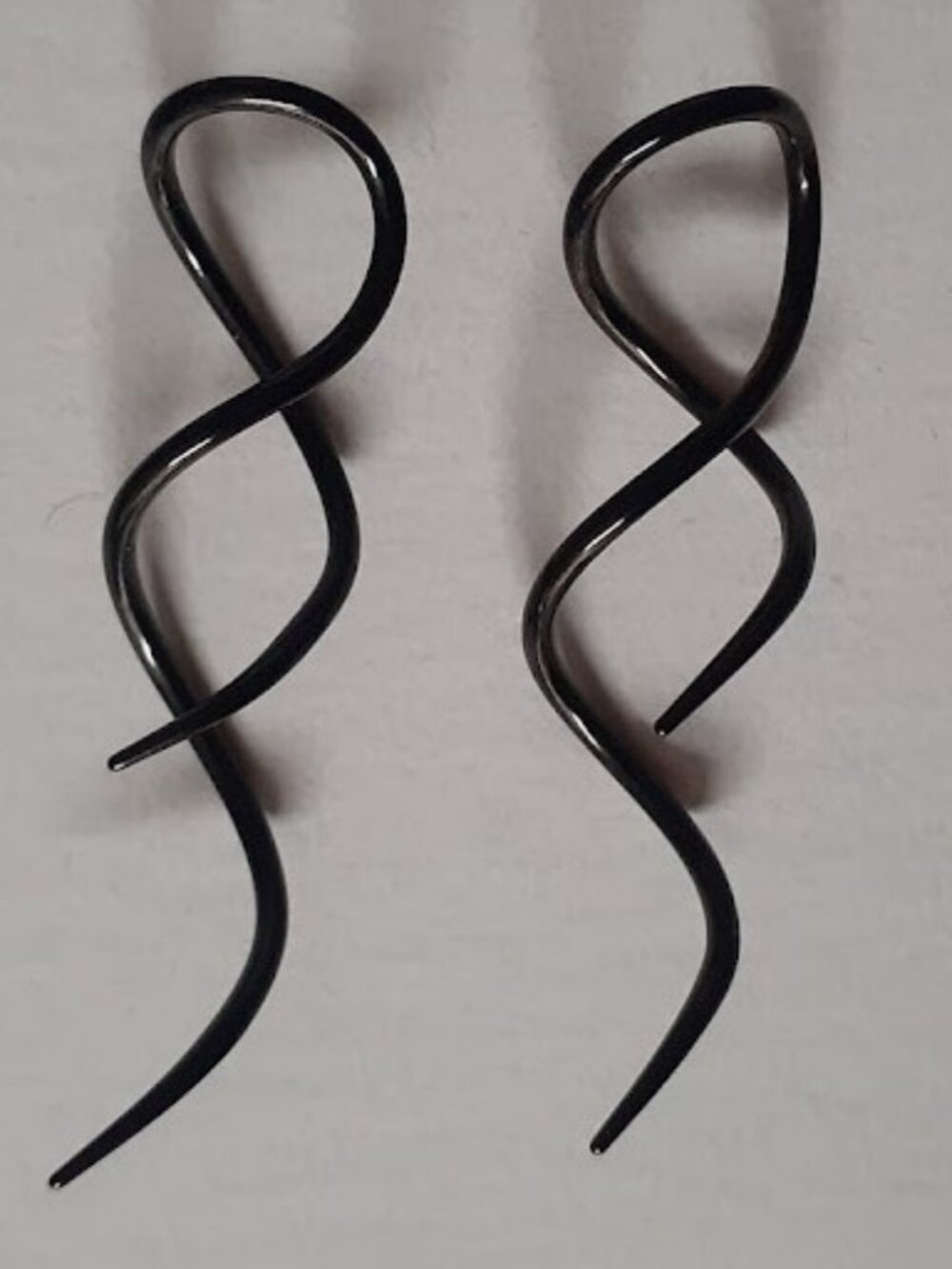 PAIR 14g Black Steel Twist Tapers Earrings 14 gauge 1.6 mm Hanging Body Jewelry